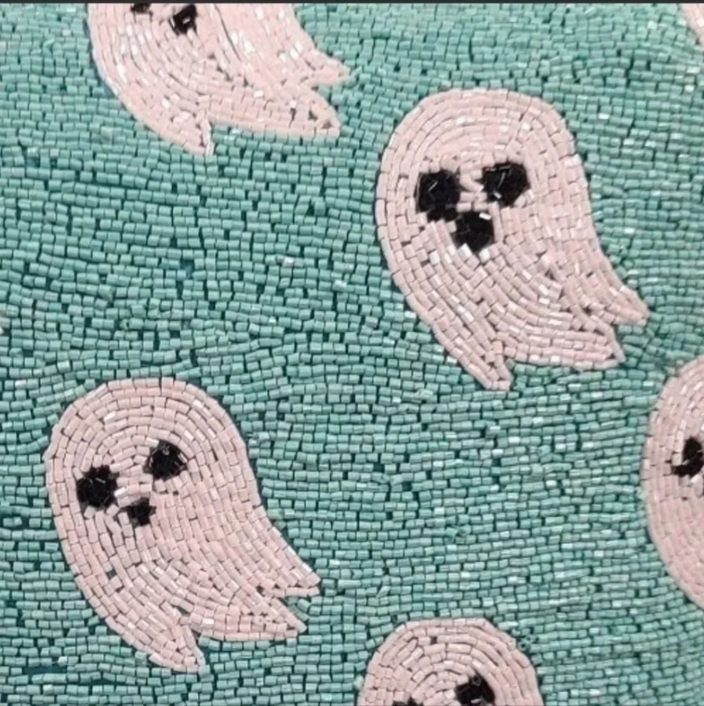 Blue Beaded Ghost Throw Pillow Decor New
